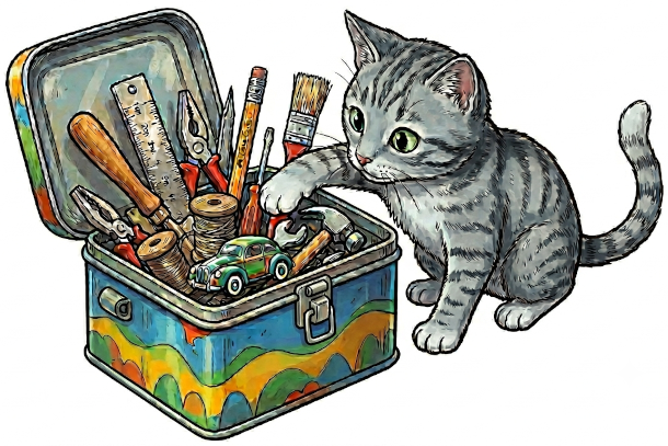 Eine Katze greift mir ihrer Pfote in eine Tiffinbox